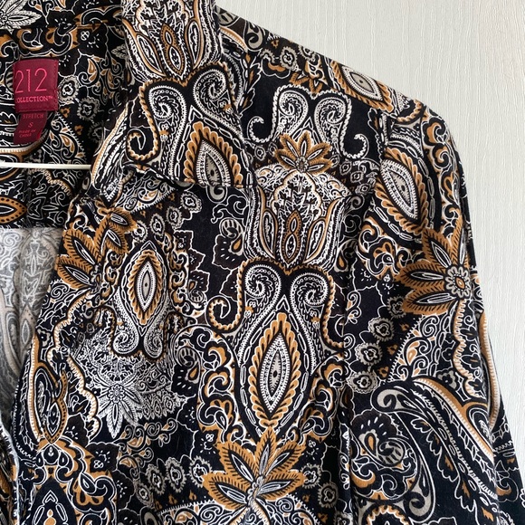 212 collection long sleeve Paisley top button down - Picture 2 of 5